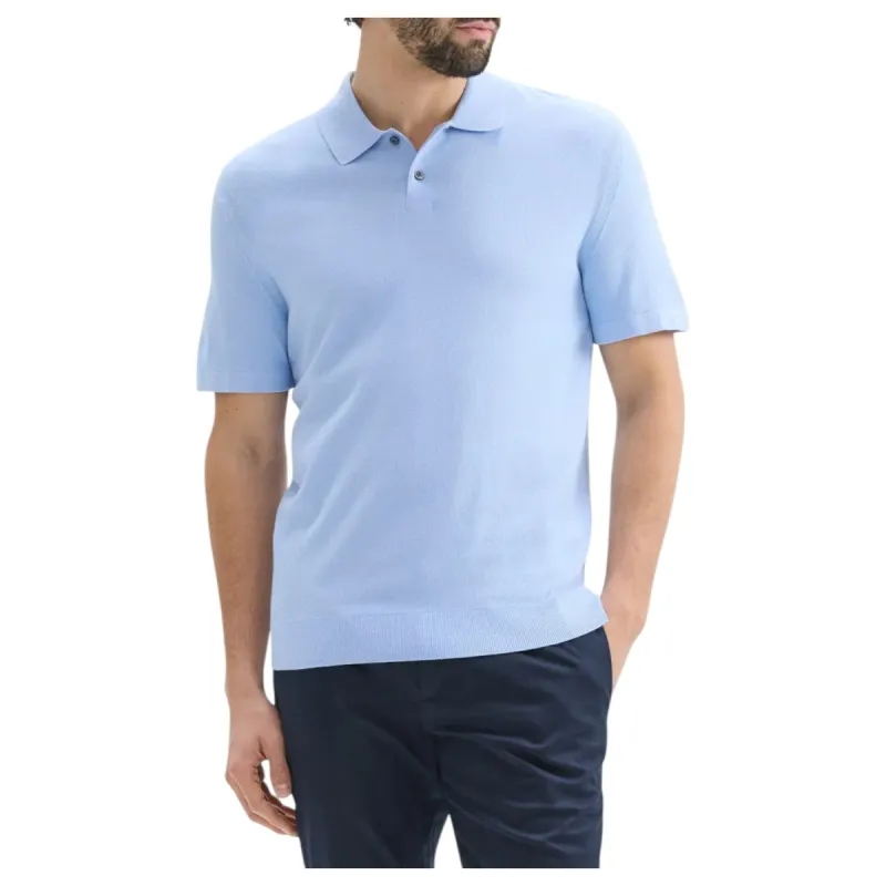 Theory Goris Grid Light Performance Polo In Blue  P0186707 Blue sold by J&Z Couture