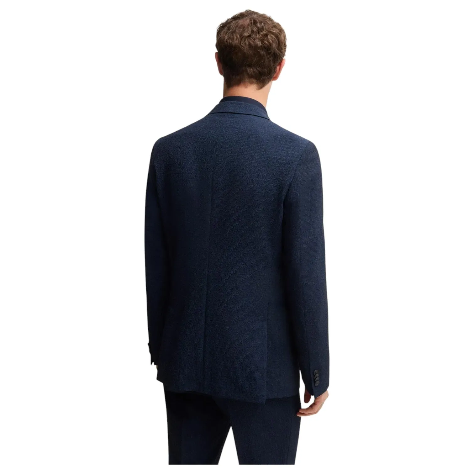 BOSS Two-piece suit in performance-stretch seersucker In Navy 50540771 404 sold by J&Z Couture product image thumbnail 4