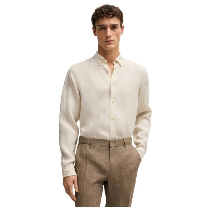BOSS Men's Light Beige Linen Shirt Hugo Boss  50529137 131 sold by J&Z Couture