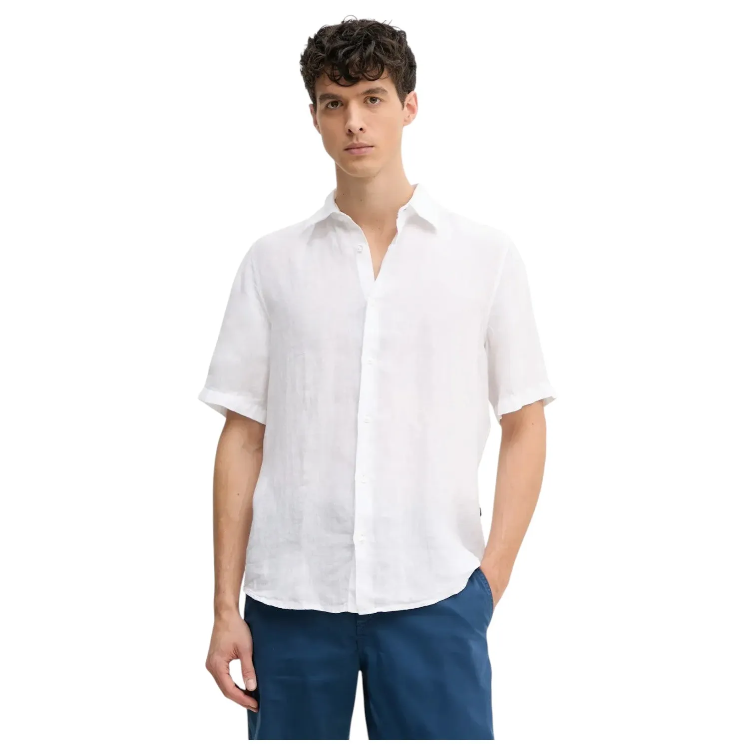 BOSS ORANGE Men's White Linen Shirt 50537382 100 sold by J&Z Couture