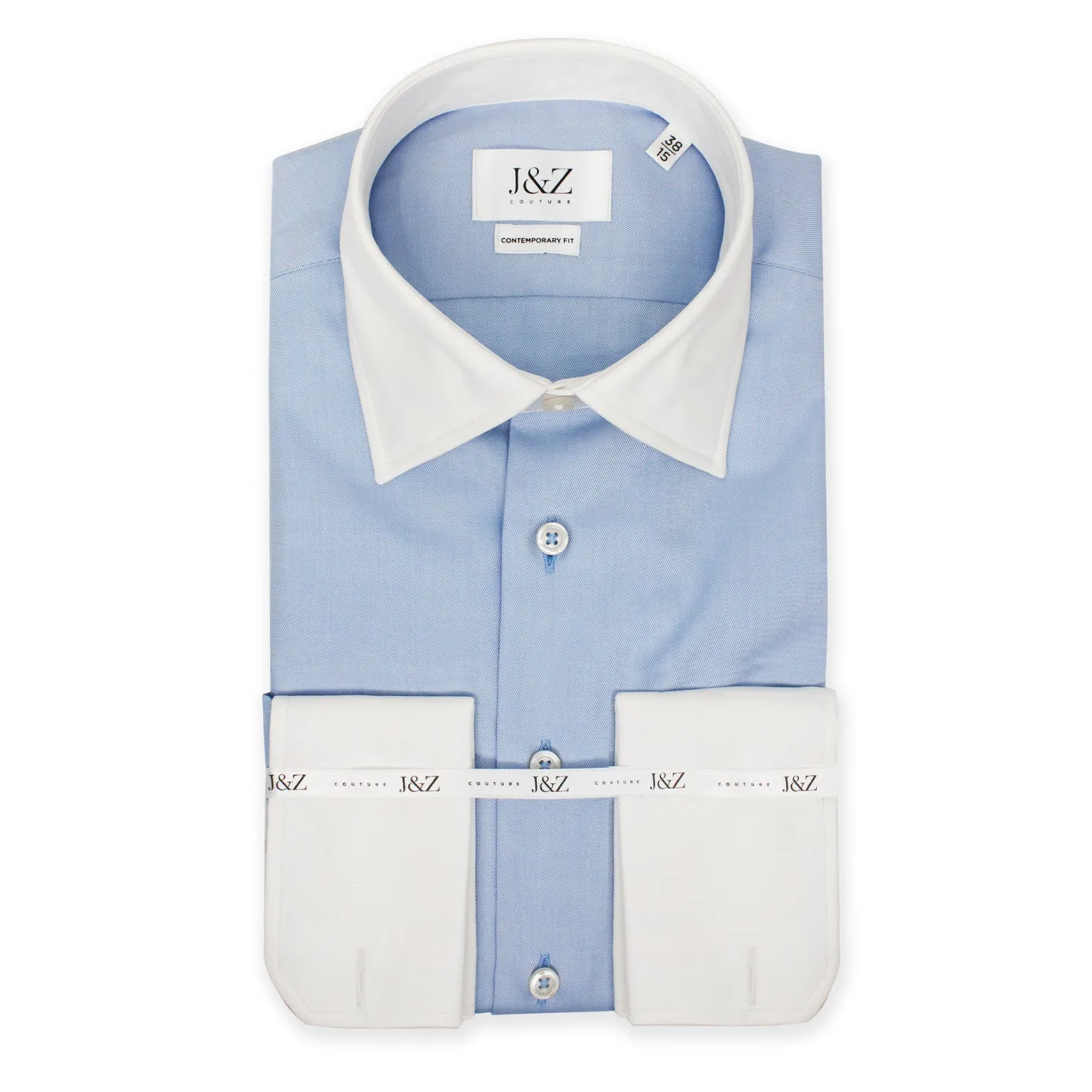 J&Z Couture Button Down Dress Shirt, in Tower (Blue, 100% Cotton) sold by J&Z Couture