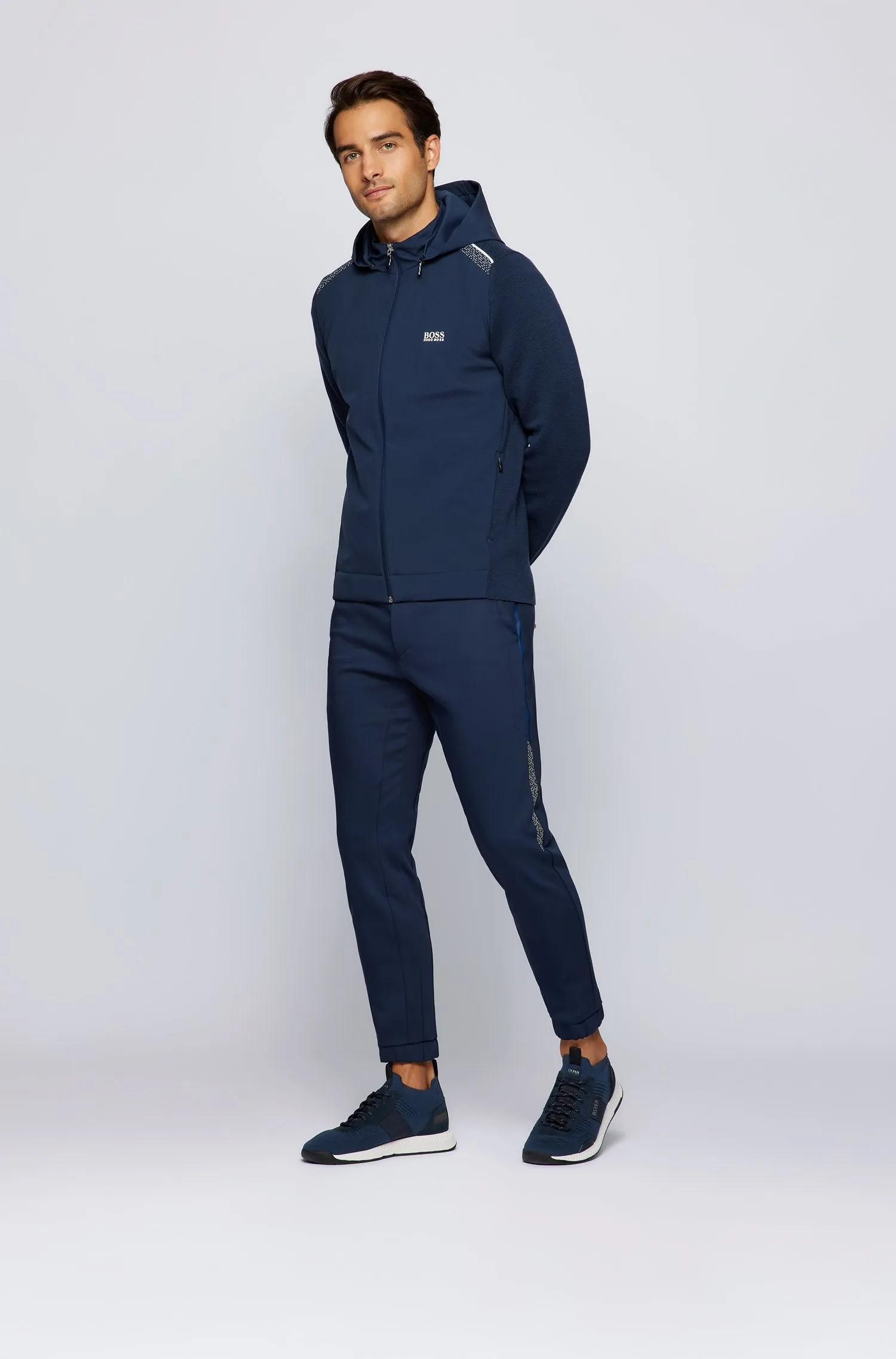 BOSS Men's Low-Profile Trainers in Mesh and Rubberized Fabric in Dark Blue 50414734-401 sold by J&Z Couture product image thumbnail 3