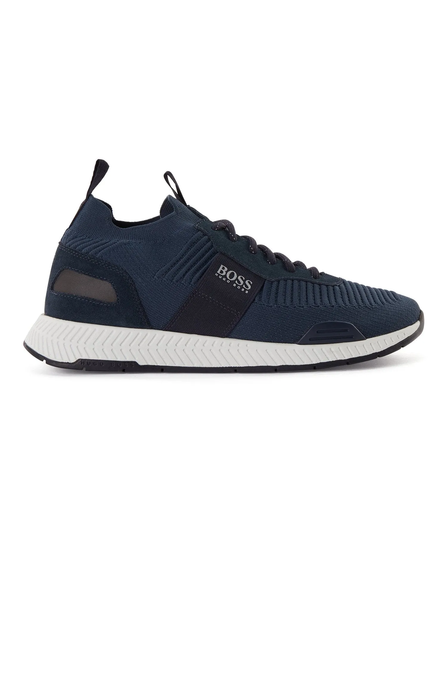 BOSS Men's Low-Profile Trainers in Mesh and Rubberized Fabric in Dark Blue 50414734-401 sold by J&Z Couture product image thumbnail 4