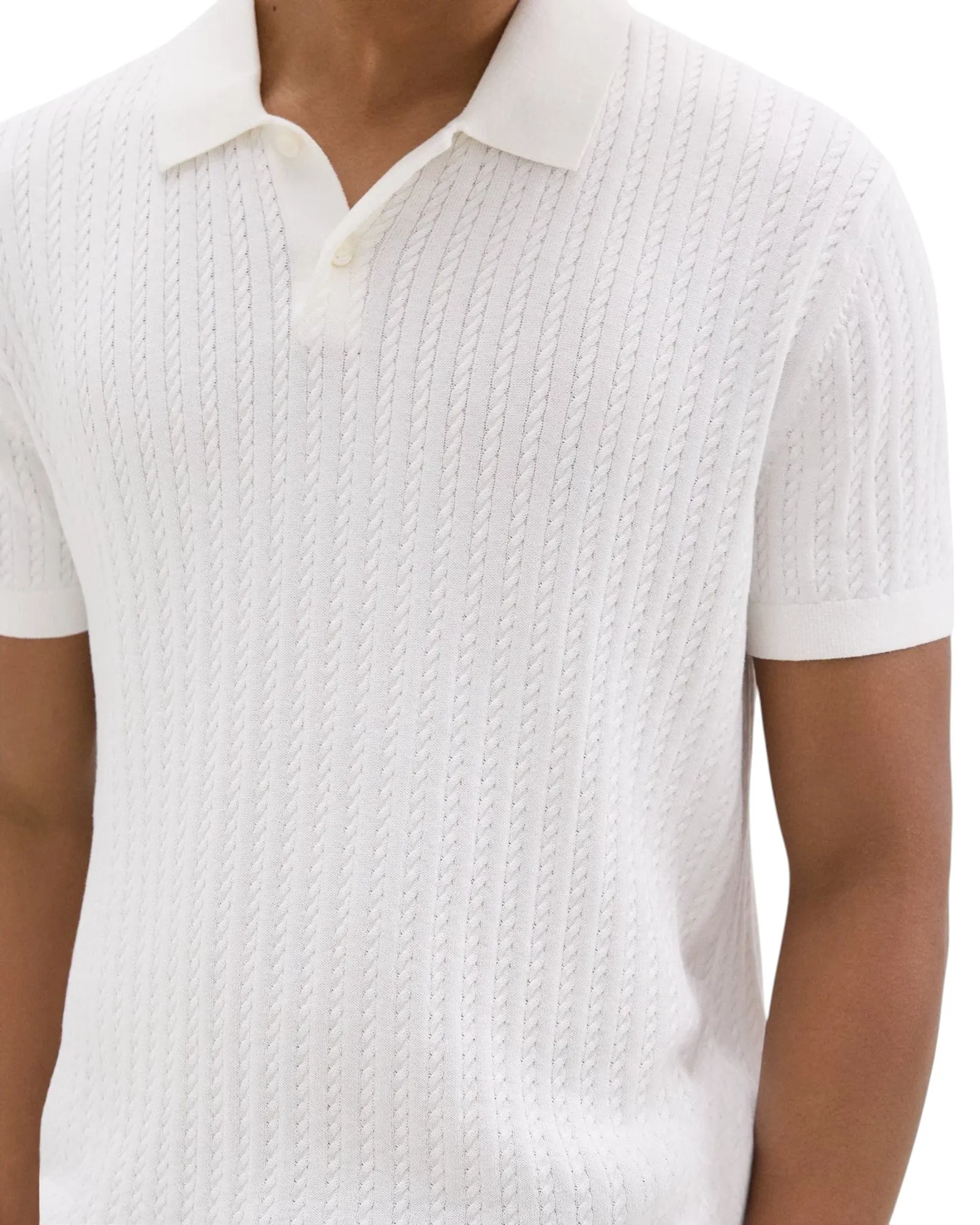 Theory Cable Knit Polo In Cotton O0484701 White sold by J&Z Couture product image thumbnail 3