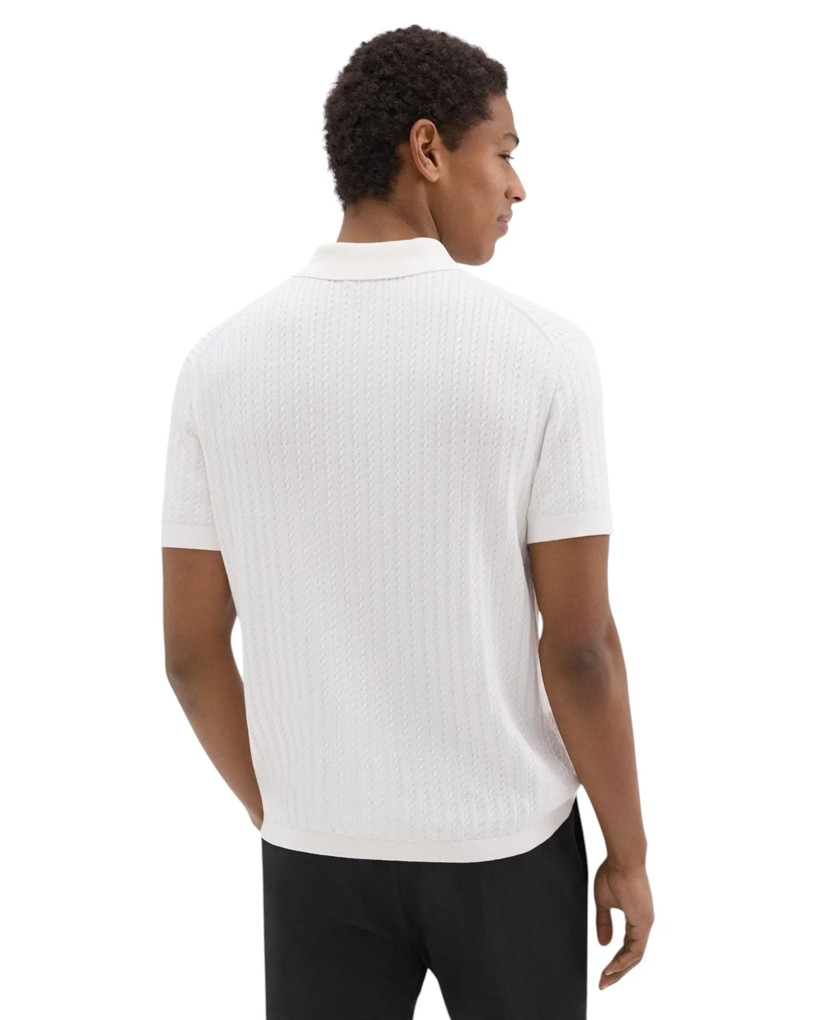 Theory Cable Knit Polo In Cotton O0484701 White sold by J&Z Couture product image thumbnail 2