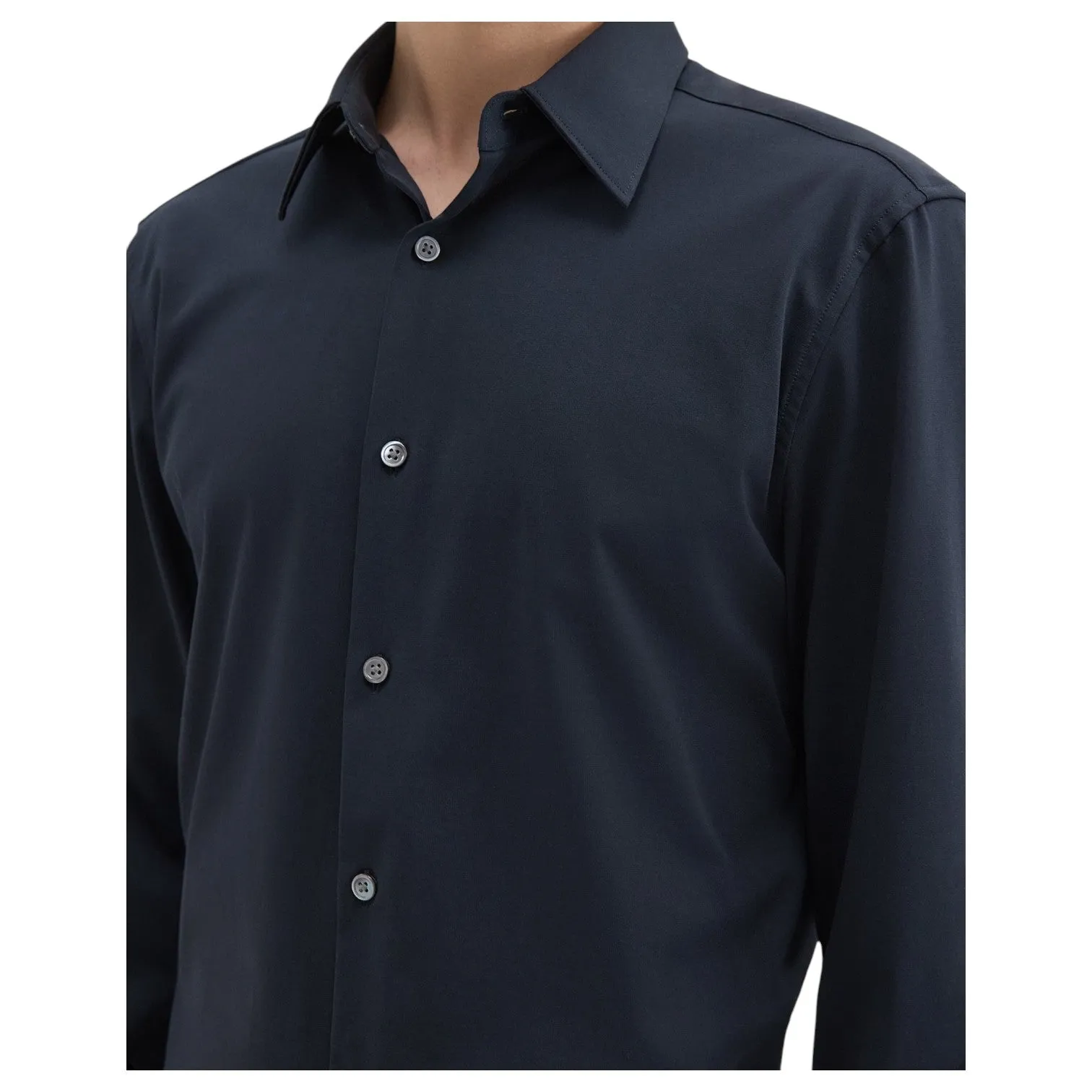 Theory Sylvain Shirt in Structure Knit J0794505 B7H Eclipse sold by J&Z Couture product image thumbnail 4