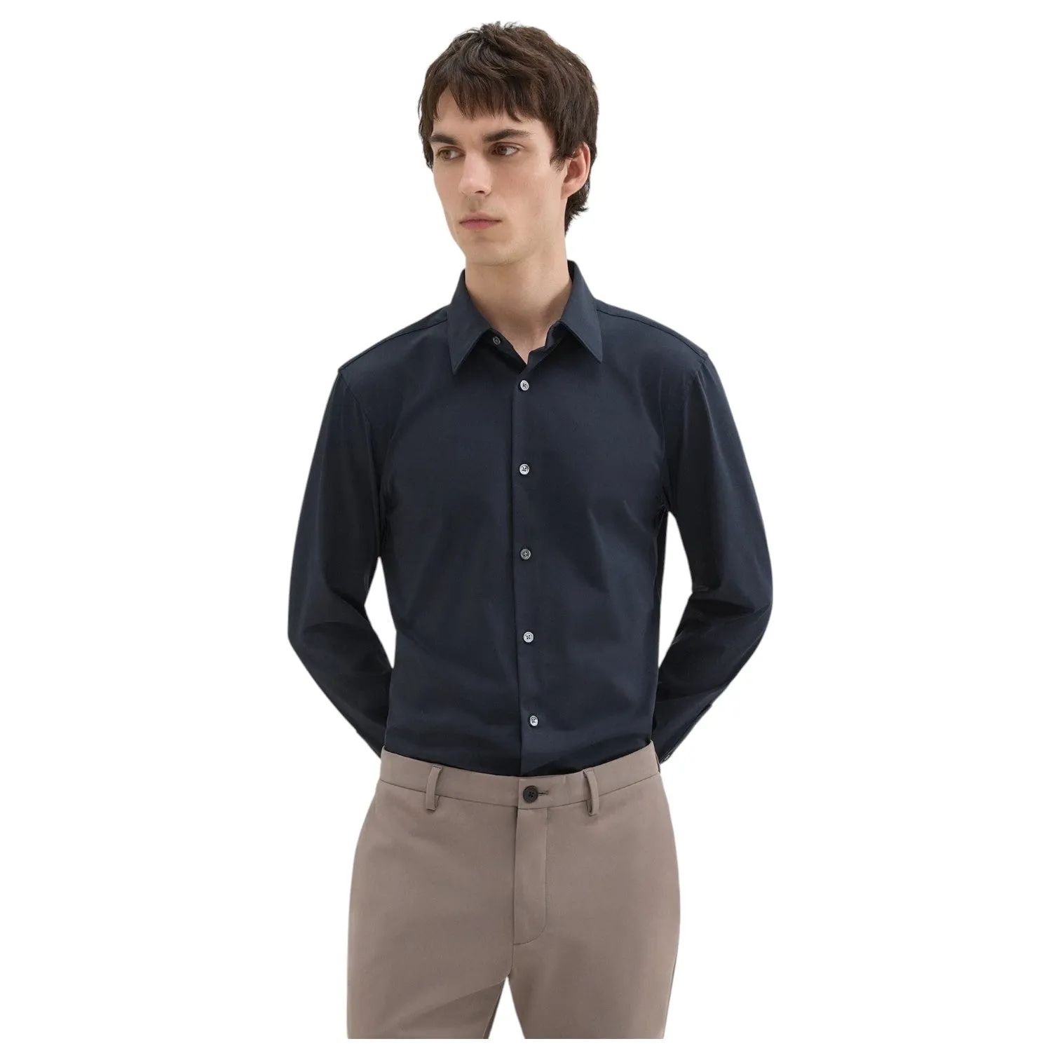 Theory Sylvain Shirt in Structure Knit J0794505 B7H Eclipse sold by J&Z Couture product image thumbnail 2