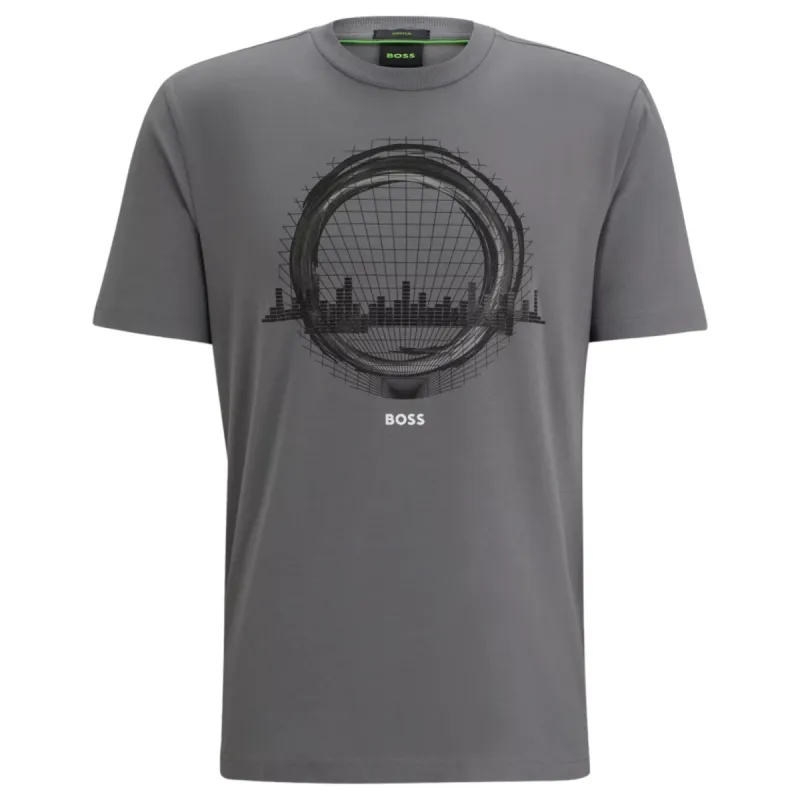 Stretch-Cotton Regular-Fit T-Shirt With Seasonal Artwork In Grey 50506372 036 sold by J&Z Couture