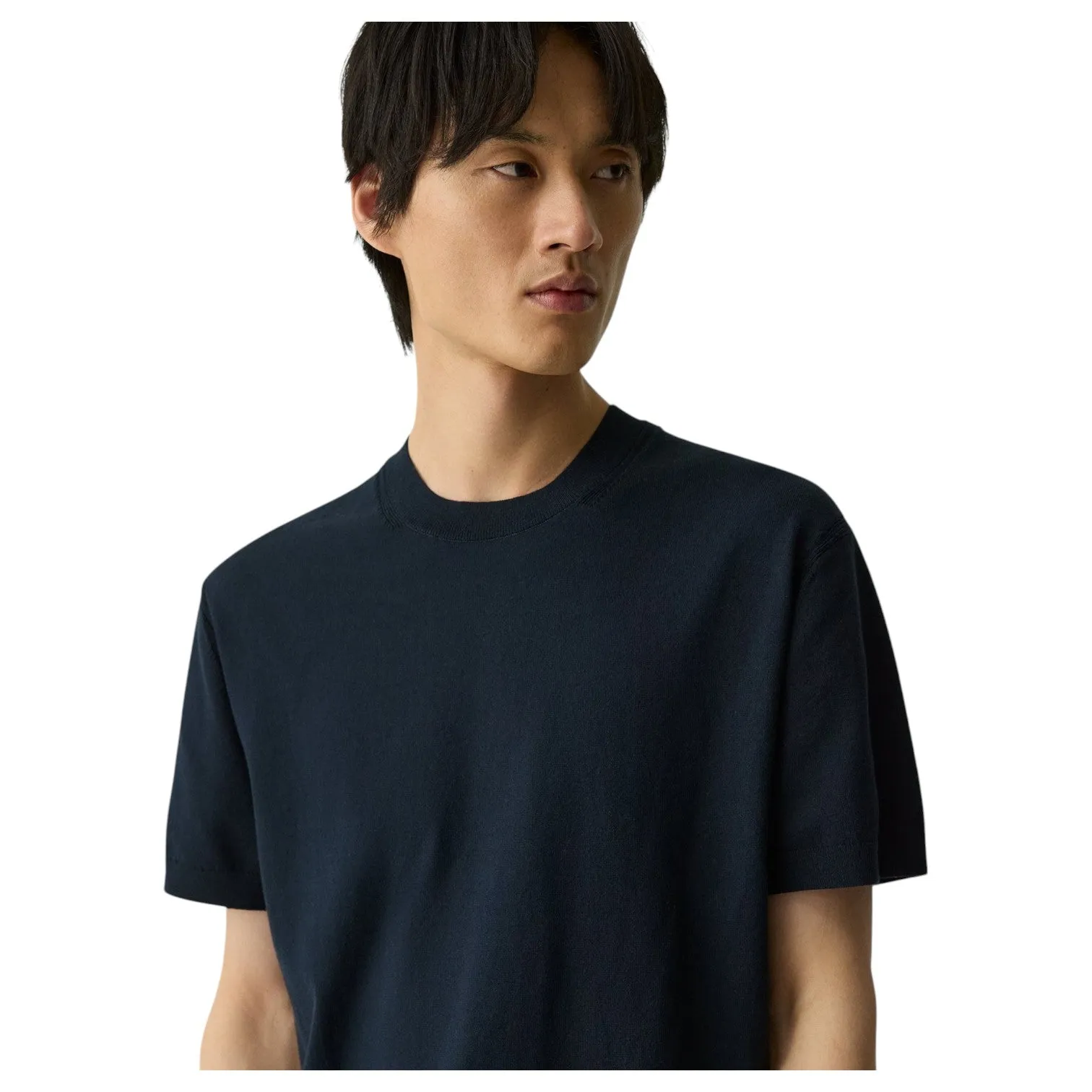 Theory Relaxed Crewneck Tee in Cotton Light Twist In Navy P0584704 Navy sold by J&Z Couture product image thumbnail 5