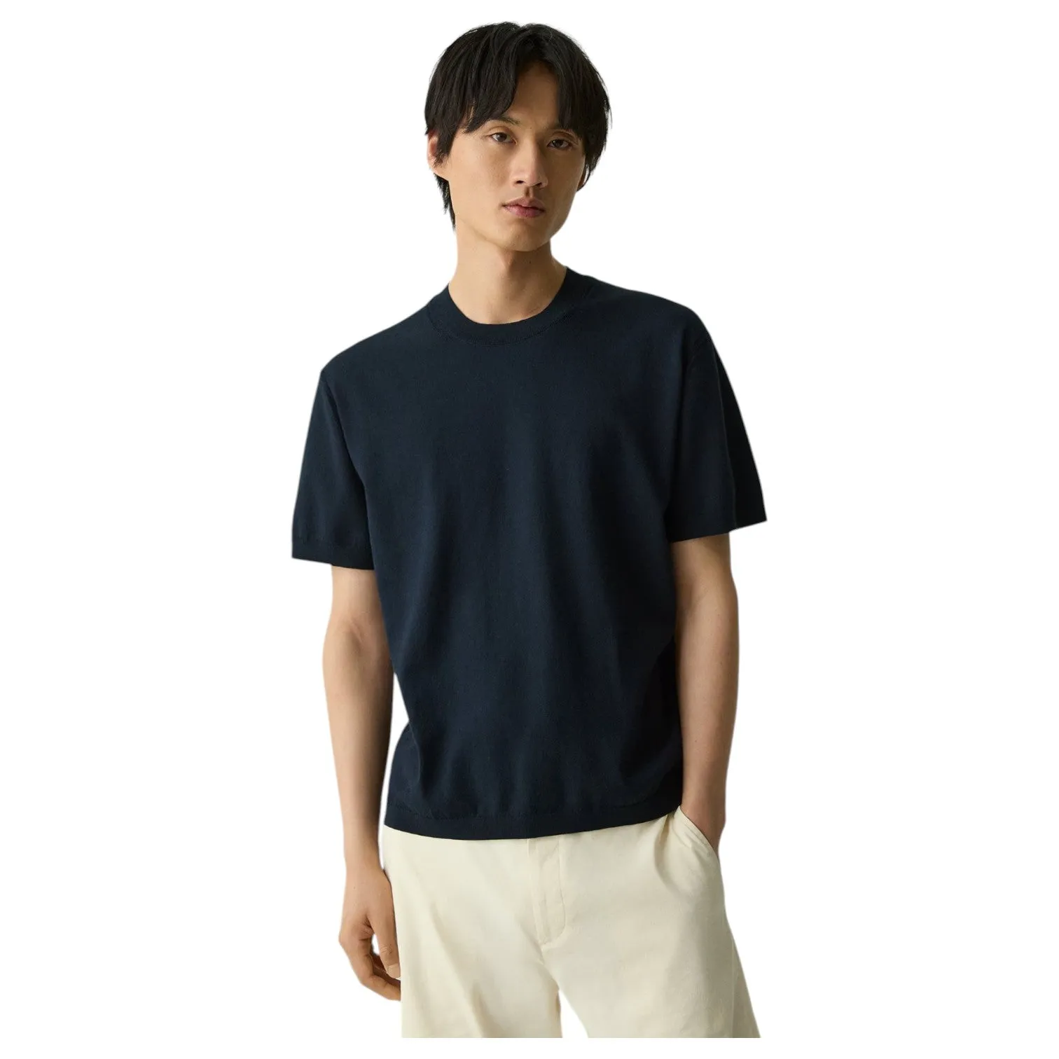 Theory Relaxed Crewneck Tee in Cotton Light Twist In Navy P0584704 Navy sold by J&Z Couture