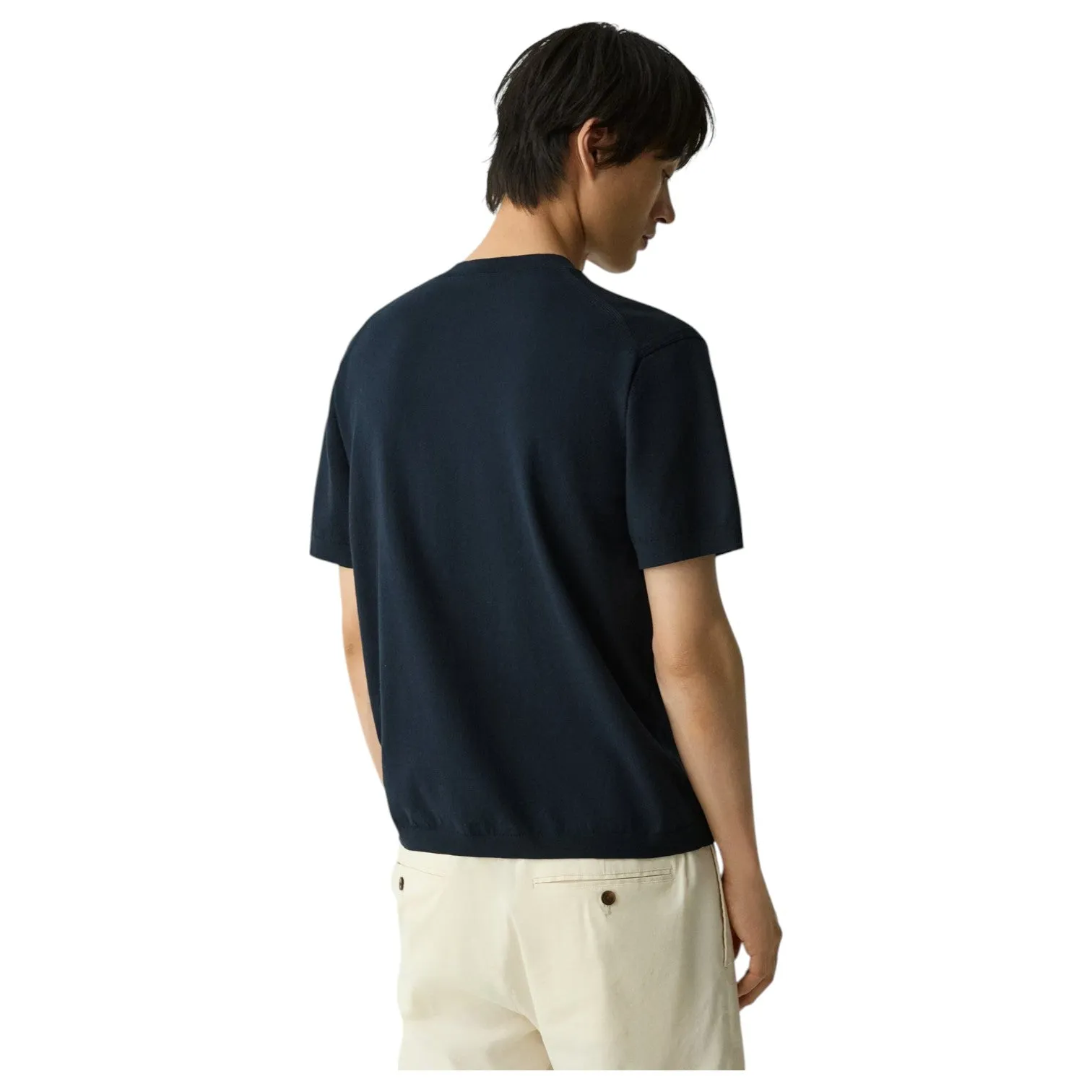 Theory Relaxed Crewneck Tee in Cotton Light Twist In Navy P0584704 Navy sold by J&Z Couture product image thumbnail 3