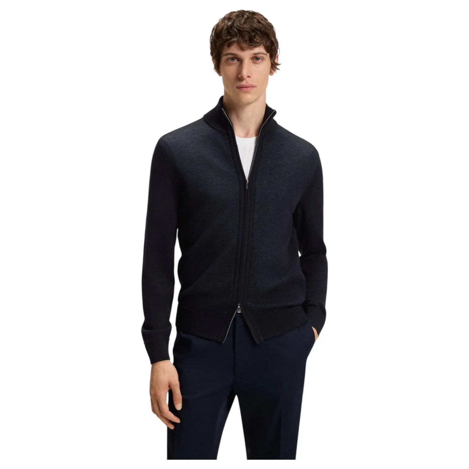 Boss Zip-Up Cardigan In Virgin Wool 50543153 sold by J&Z Couture