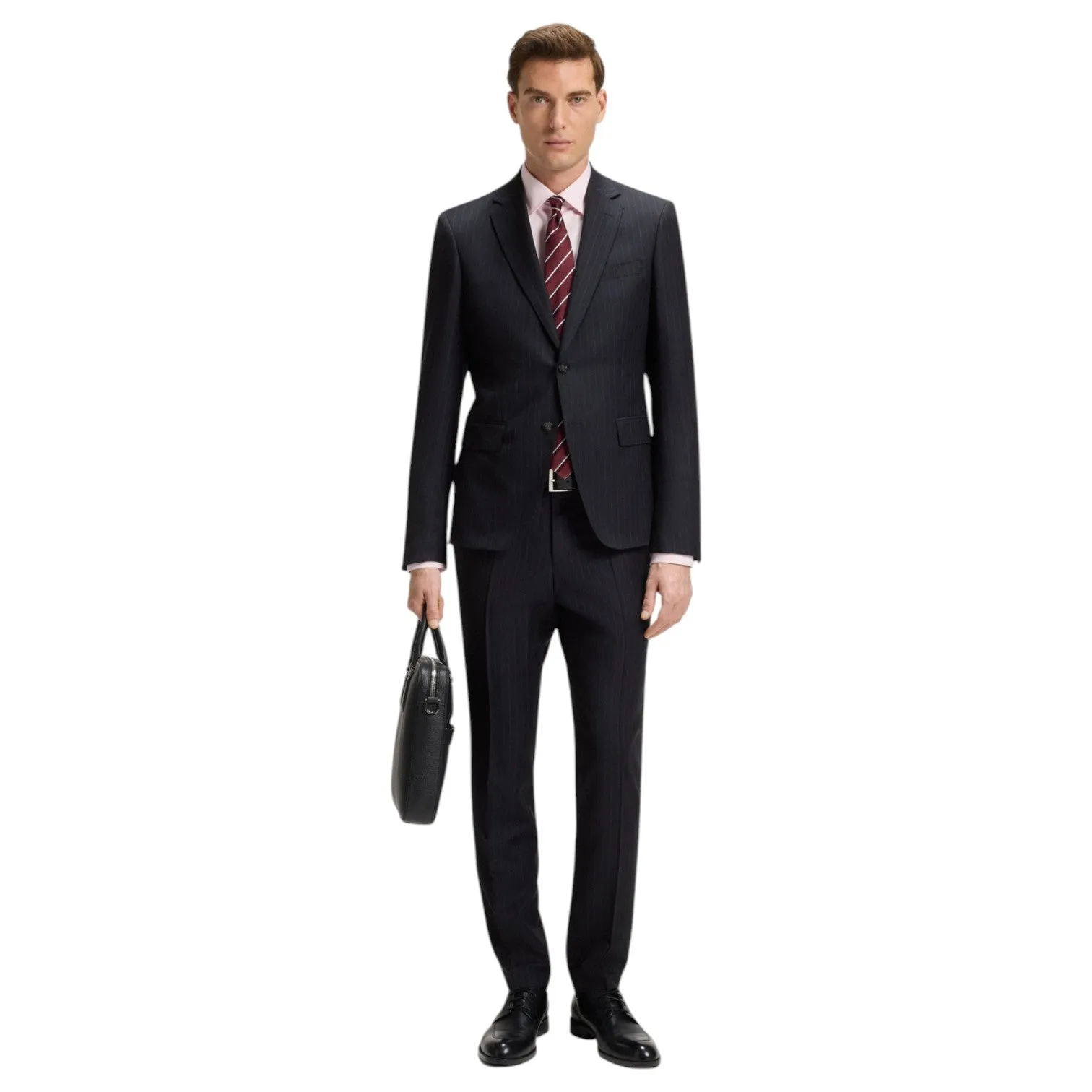 Boss Slim-Fit Suit In Striped Virgin Wool 50546121 sold by J&Z Couture