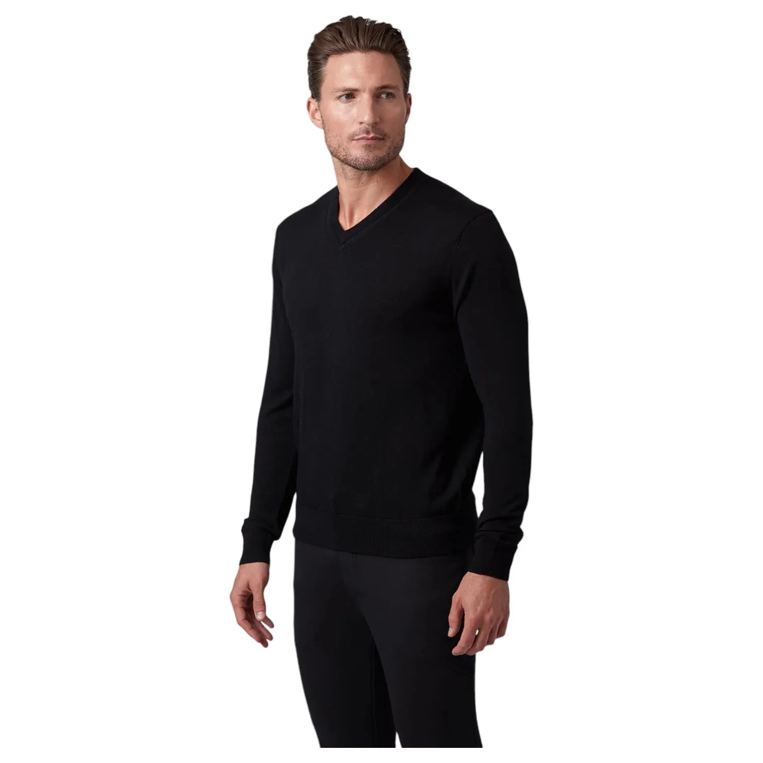 Raffi Classic V-Neck Sweater in 100% Merino Wool HWC19391 Black sold by J&Z Couture product image thumbnail 2