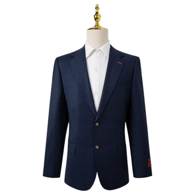 Bresciani Navy Fashion Check Suit Modern Fit B-754 sold by J&Z Couture