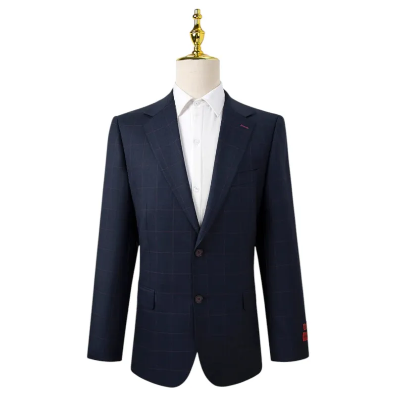 Bresciani Navy Fashion Check Suit Modern Fit B-755 sold by J&Z Couture