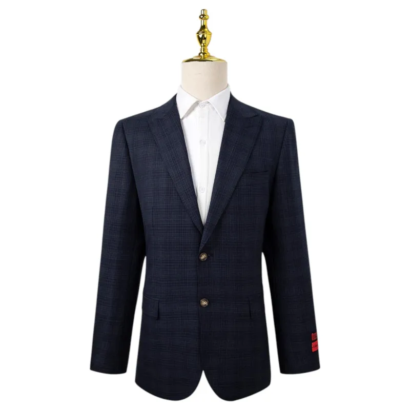 Bresciani Navy Fashion Check Suit Modern Fit B-756 sold by J&Z Couture