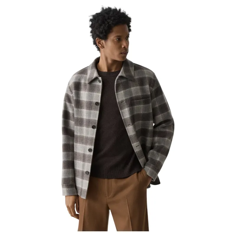 Theory Overshirt in Checked Double-Face Wool-Cashmere sold by J&Z Couture