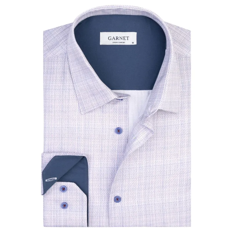 Garnet Mens Brushstroke Print Stretch Cotton Shirt In burgundy 2521009CS-8 sold by J&Z Couture