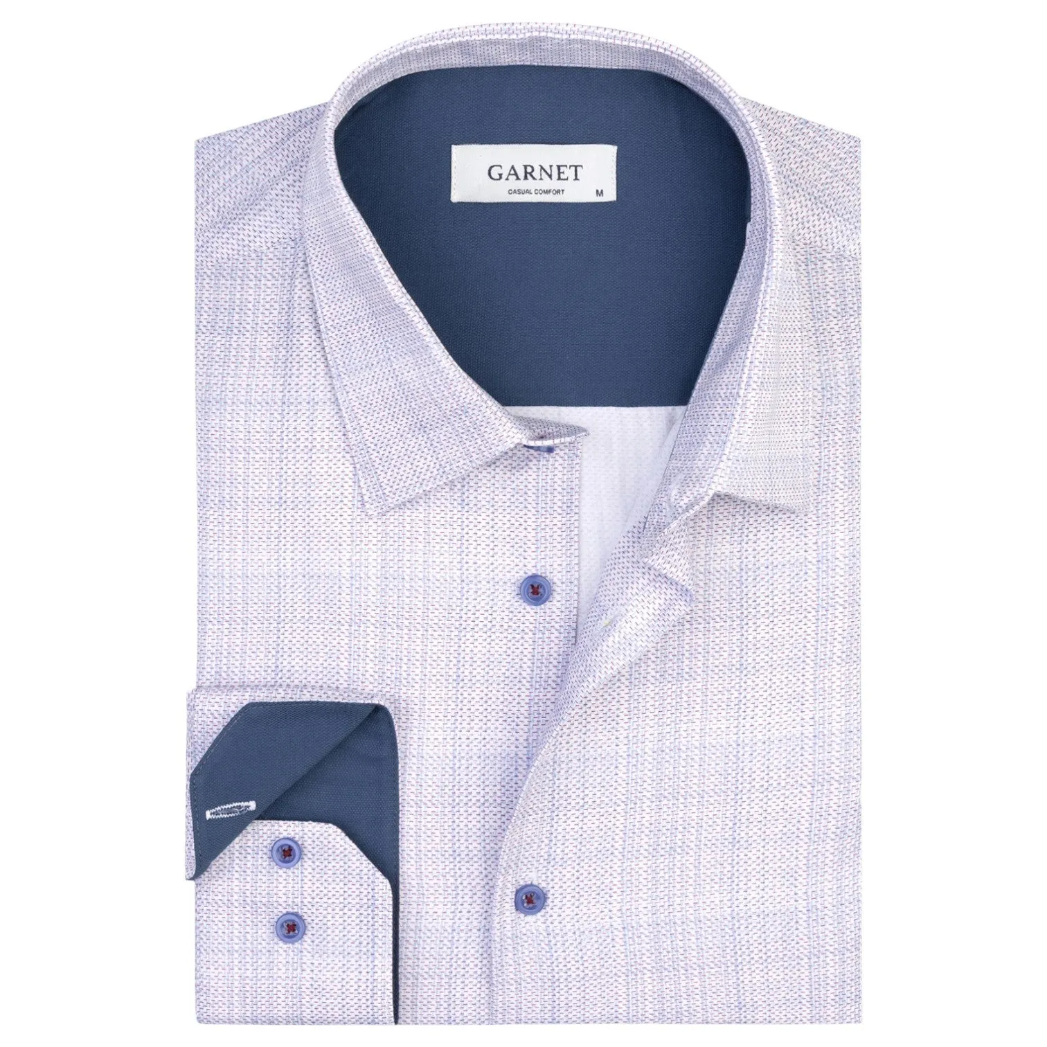 Garnet Mens Brushstroke Print Stretch Cotton Shirt In burgundy 2521009CS-8 sold by J&Z Couture