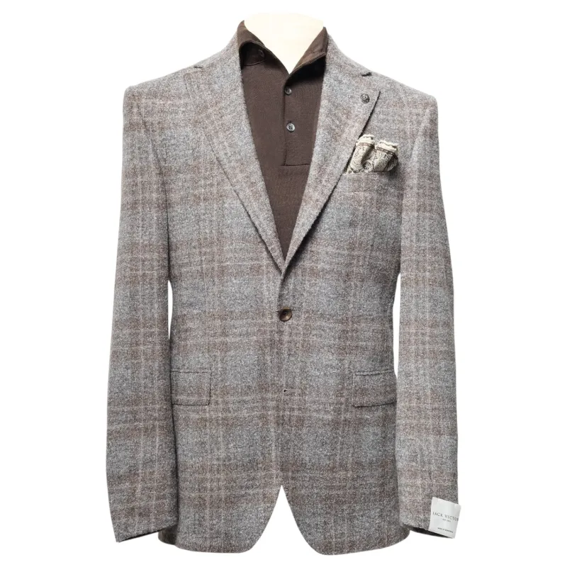 Jack Victor Gray Check McAllen Loro Piana Alpaca Sport Jacket JVC14039 sold by J&Z Couture