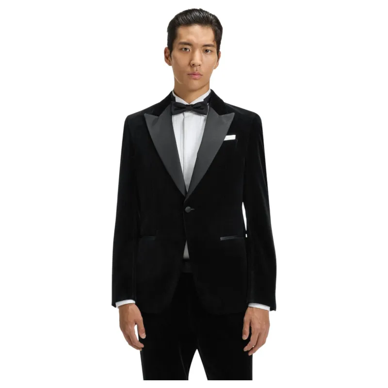 Boss Slim-Fit Tuxedo Jacket In Cotton Velvet sold by J&Z Couture