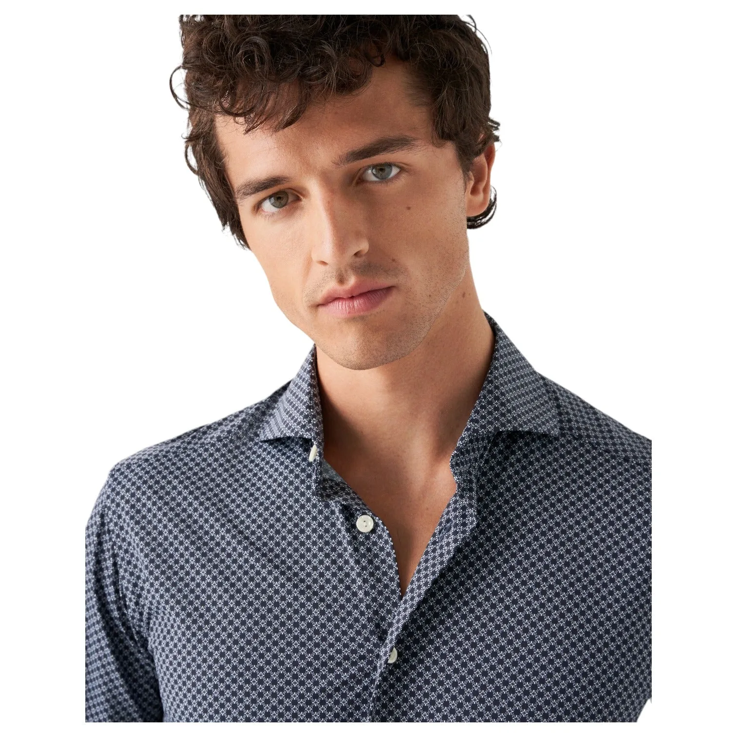 Eton Navy Blue Micro Print Four-Way Stretch Slim/Contemporary 100010314 29 sold by J&Z Couture product image thumbnail 3