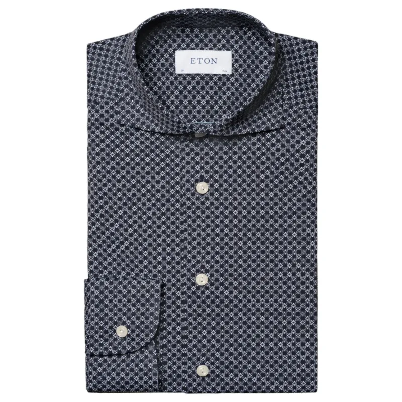 Eton Navy Blue Micro Print Four-Way Stretch Slim/Contemporary  100010314 29 sold by J&Z Couture