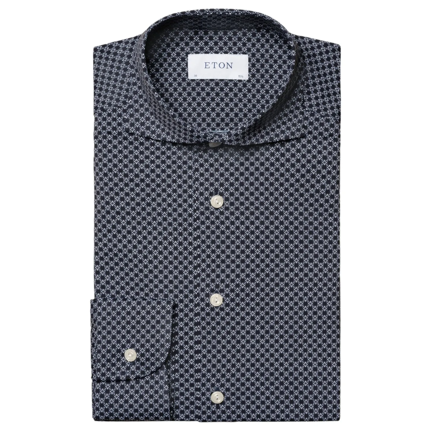 Eton Navy Blue Micro Print Four-Way Stretch Slim/Contemporary 100010314 29 sold by J&Z Couture