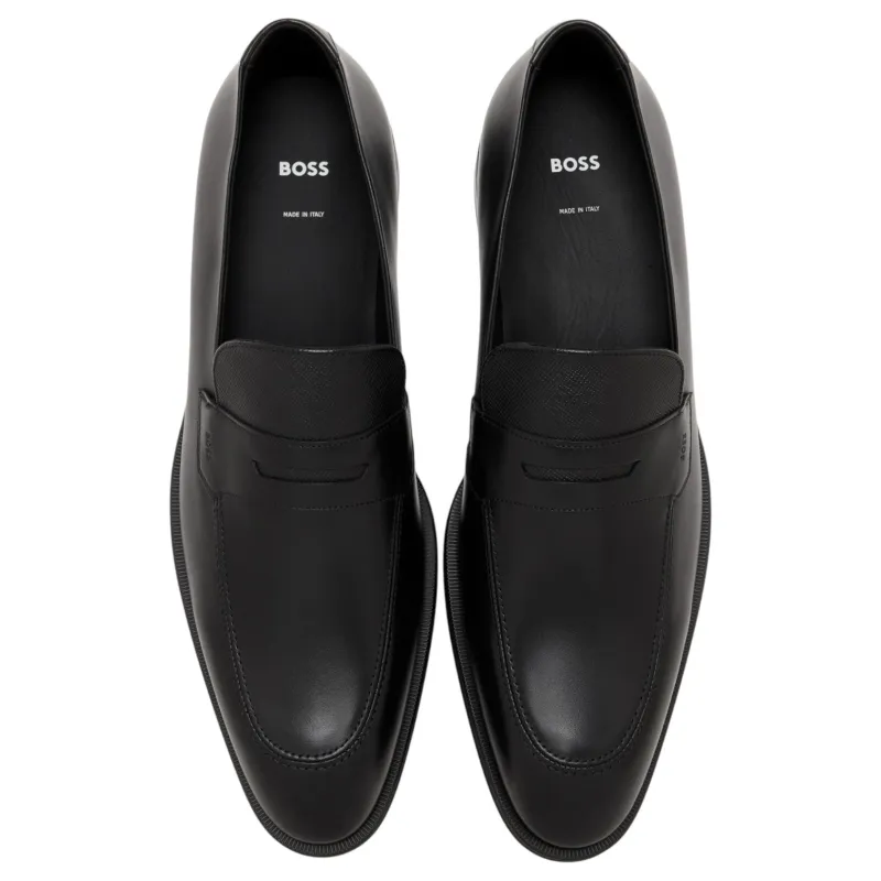 BOSS Leather Loafers With Textured Tongue made by Hugo Boss