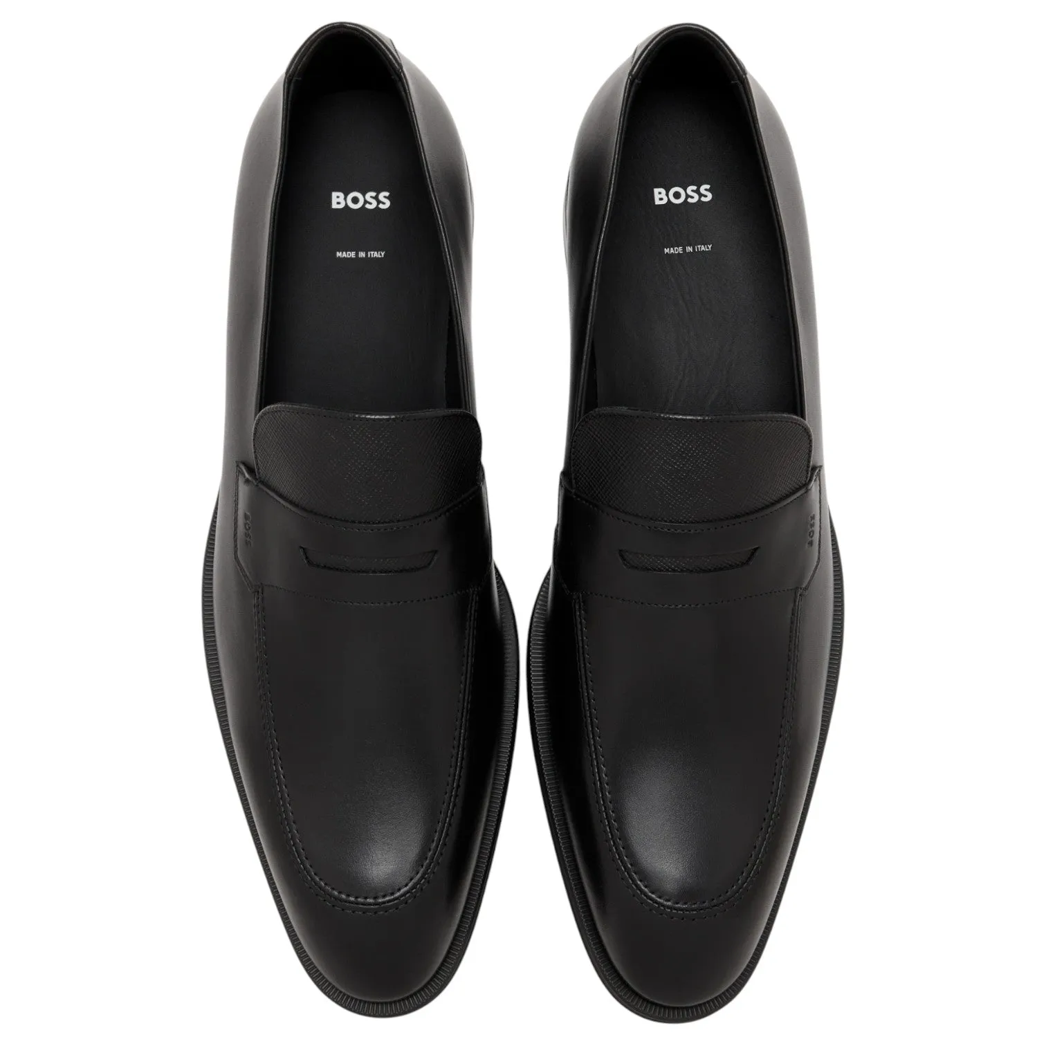 BOSS Leather Loafers With Textured Tongue sold by J&Z Couture