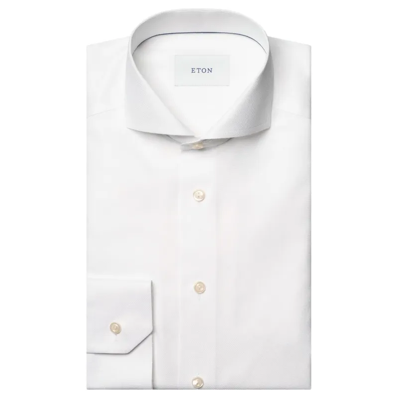 Eton Signature Twill Shirt In White Cut-Away Slim Fit 100014803-00 made by J&Z Couture