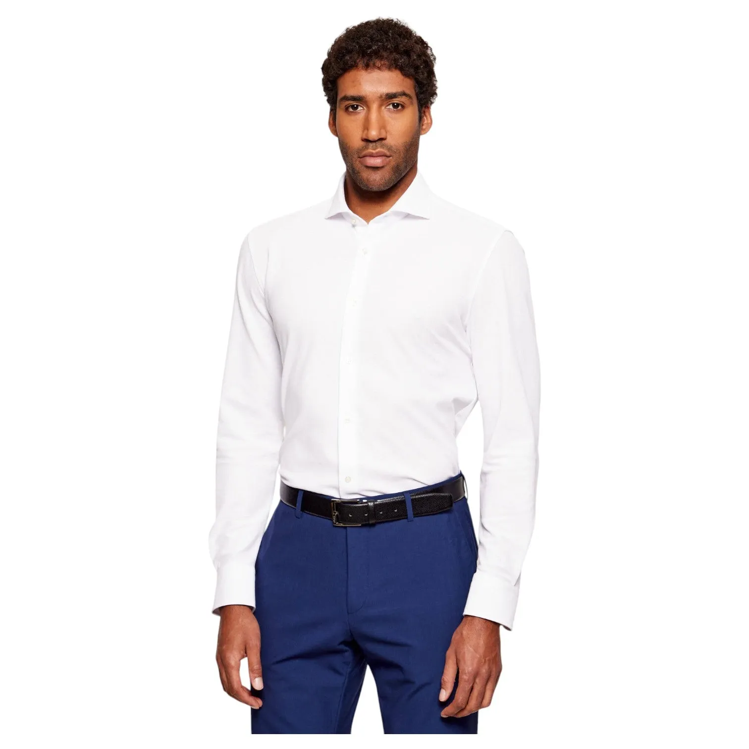 BOSS Cotton Knit Stretch Shirt – Slim Fit Spread Collar 50556106 sold by J&Z Couture product image thumbnail 2