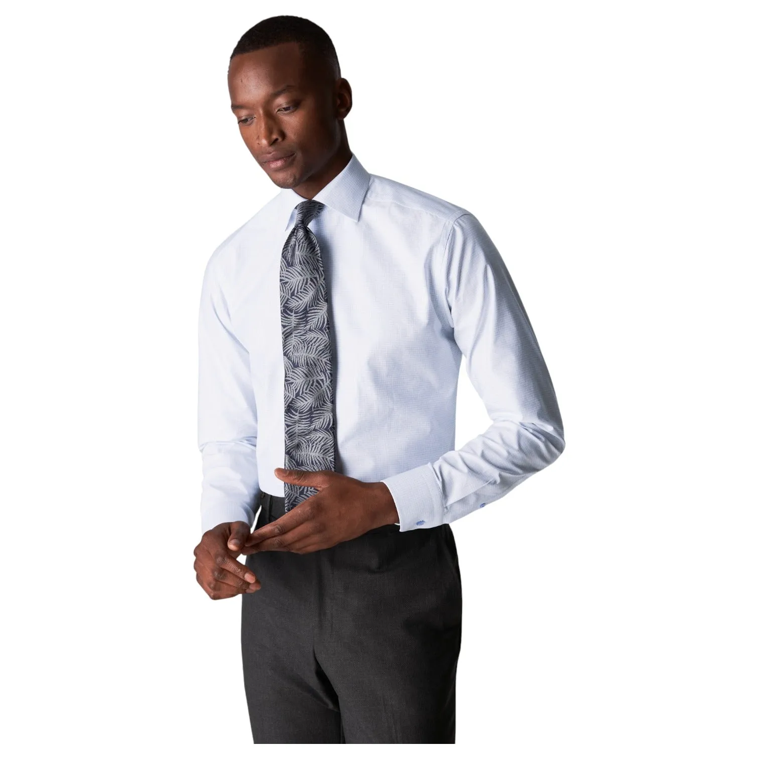 Eton Blue Small Plaid Slim Fit Dress Shirt 100003371 21 sold by J&Z Couture product image thumbnail 3