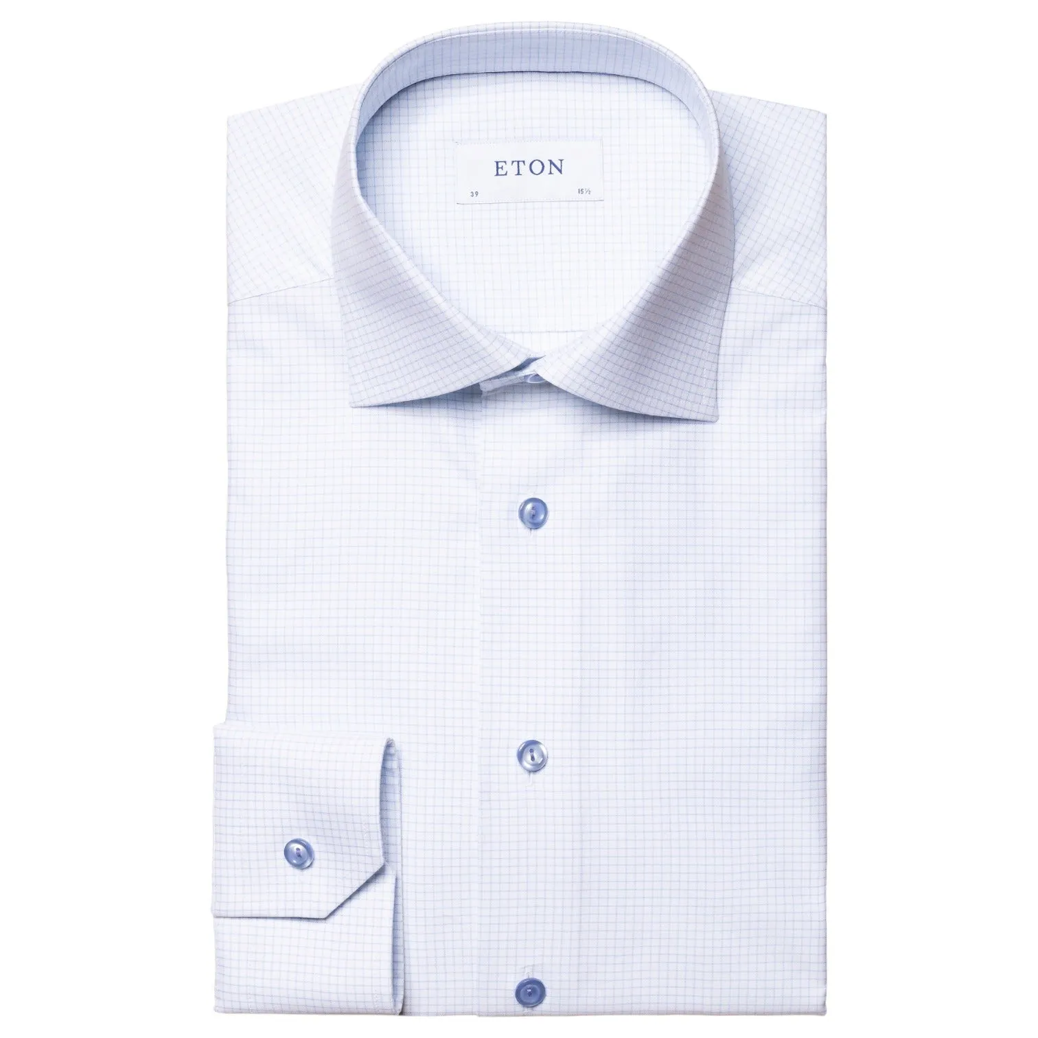 Eton Blue Small Plaid Slim Fit Dress Shirt 100003371 21 sold by J&Z Couture