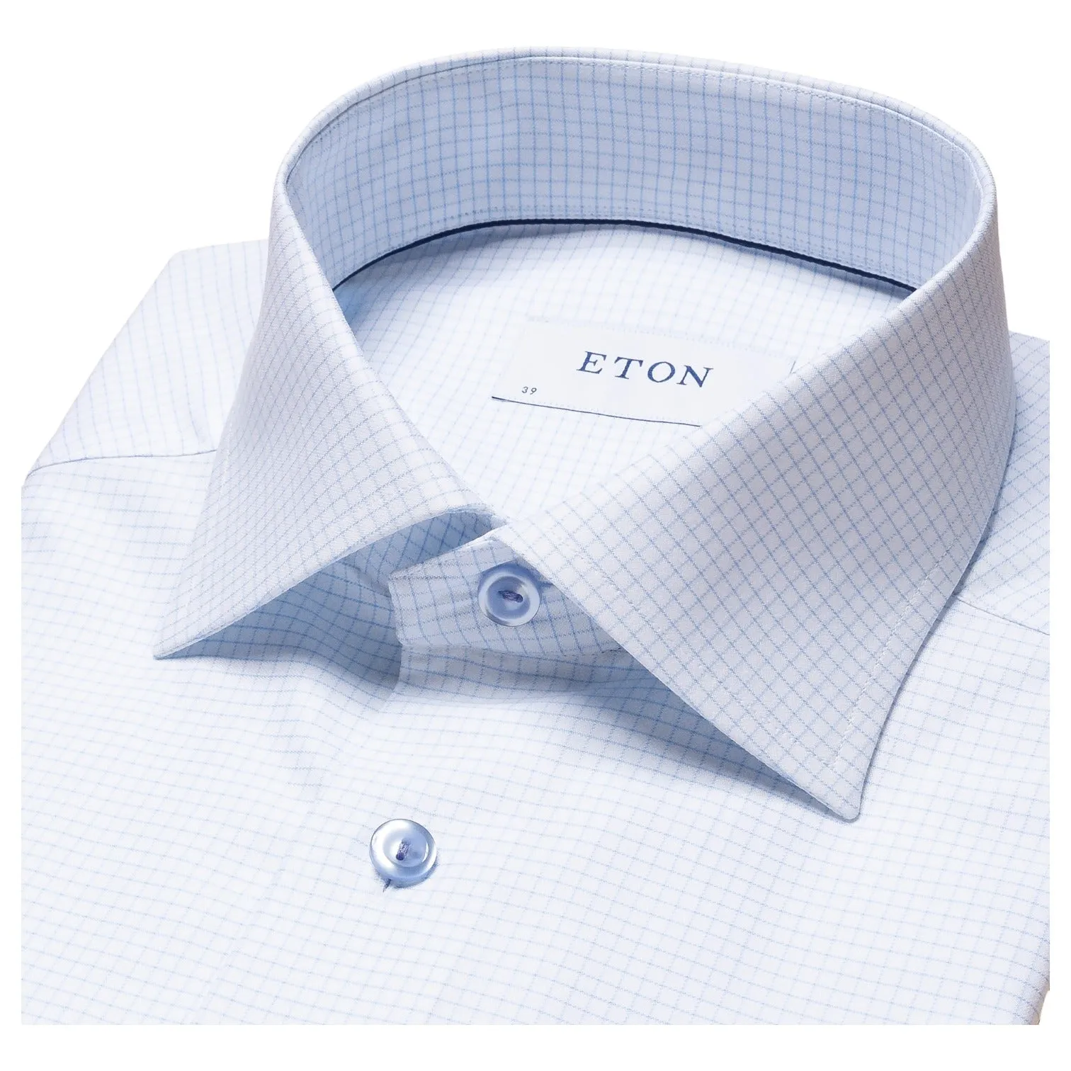 Eton Blue Small Plaid Slim Fit Dress Shirt 100003371 21 sold by J&Z Couture product image thumbnail 4