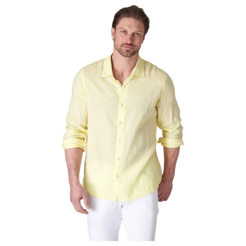 Raffi Linen Shirt In Yellow  QP12800 Lemon sold by J&Z Couture
