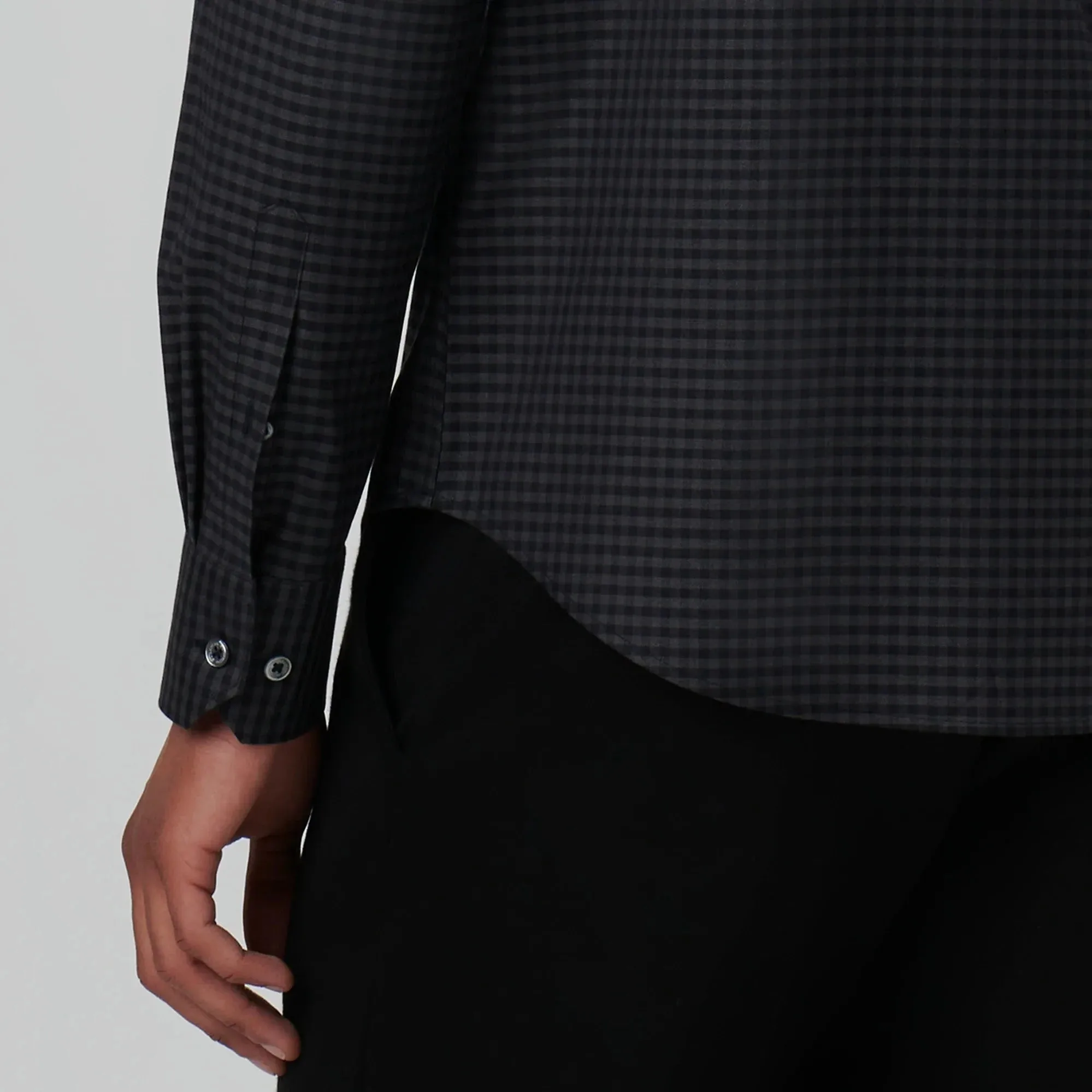Bugatchi Axel Gingham Check Shirt CS3041L7S Black sold by J&Z Couture product image thumbnail 4