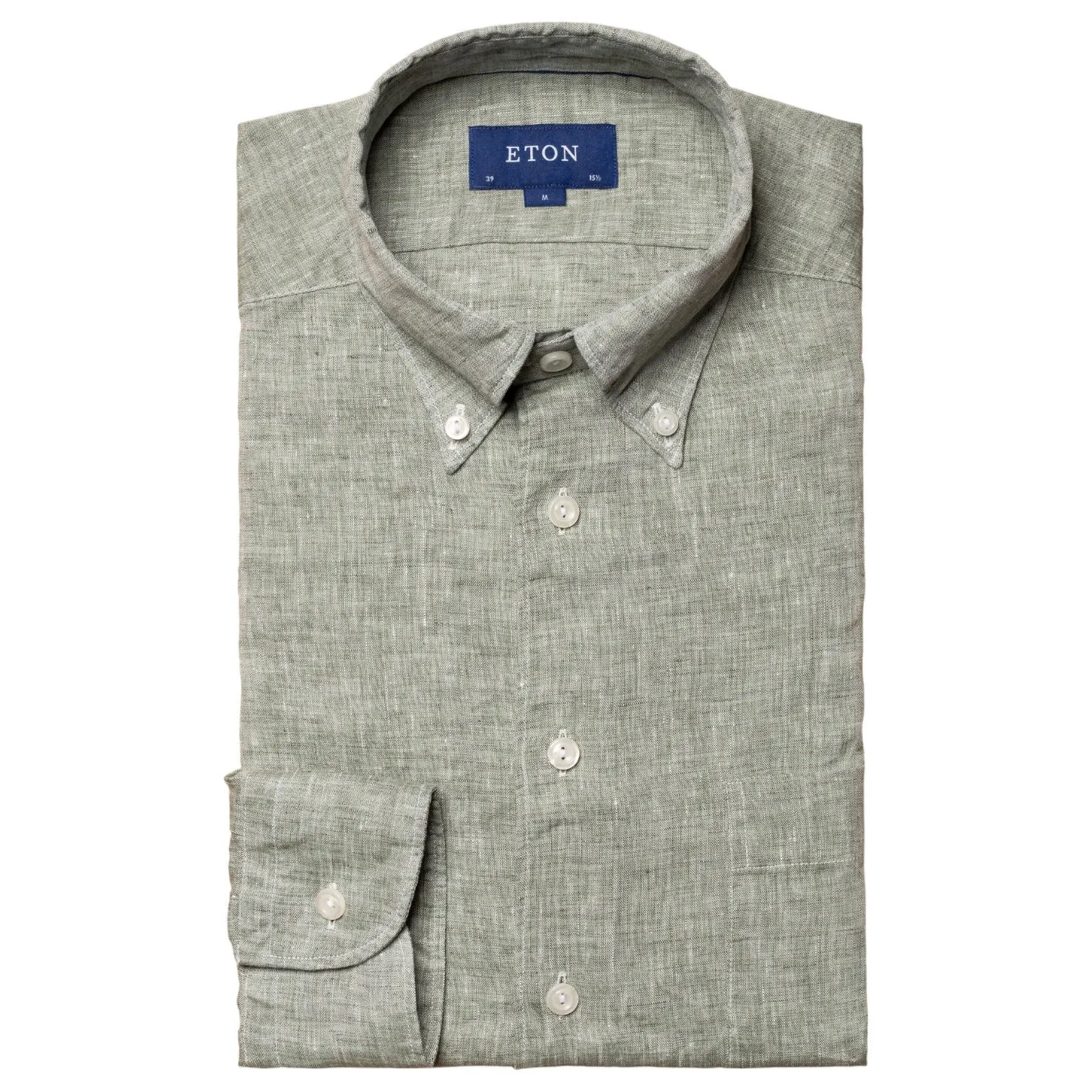 Eton Linen Shirt Button Down Collar In Grey Mélange 100004417 64 sold by J&Z Couture