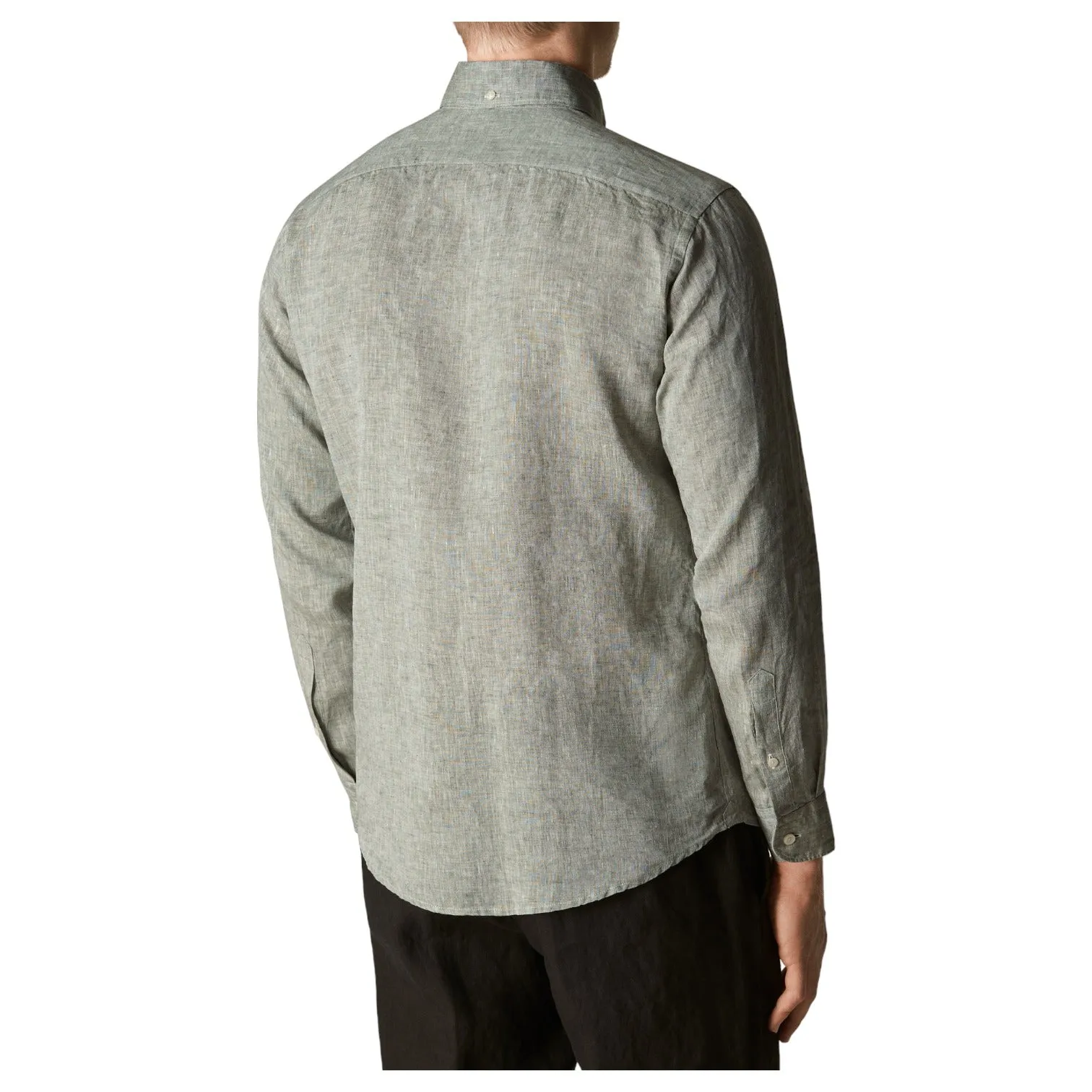 Eton Linen Shirt Button Down Collar In Grey Mélange 100004417 64 sold by J&Z Couture product image thumbnail 2