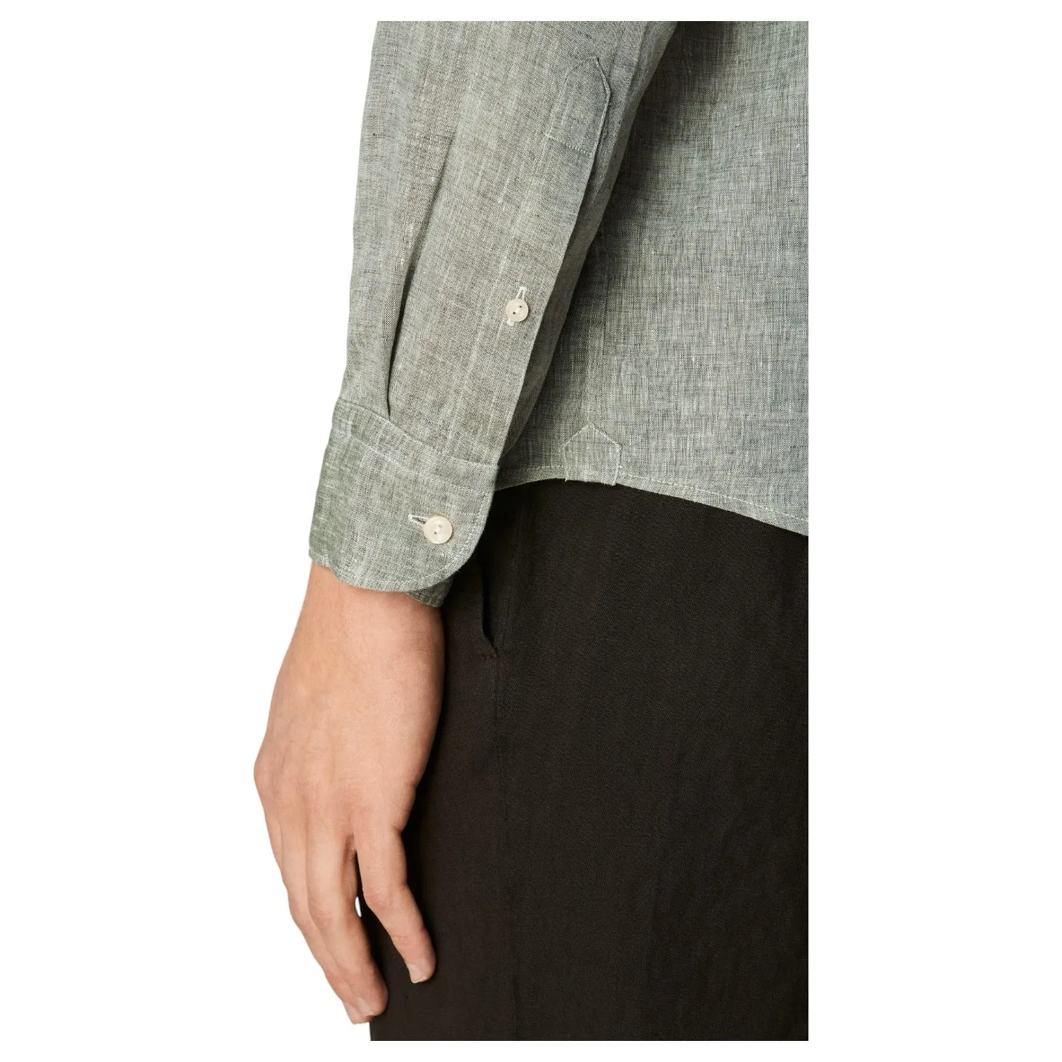 Eton Linen Shirt Button Down Collar In Grey Mélange 100004417 64 sold by J&Z Couture product image thumbnail 4