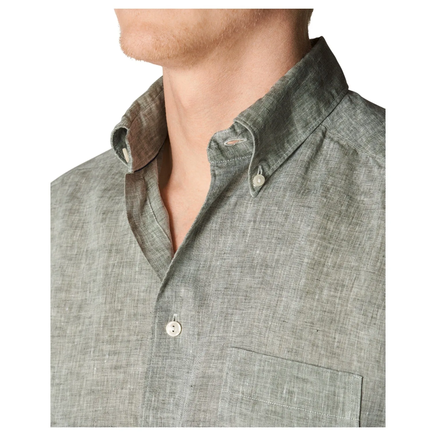 Eton Linen Shirt Button Down Collar In Grey Mélange 100004417 64 sold by J&Z Couture product image thumbnail 3