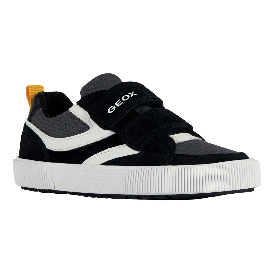 Geox Alphabeet Boy Velcro Sneaker in Black/White J35HLC-02210-C0127 sold by J&Z Couture