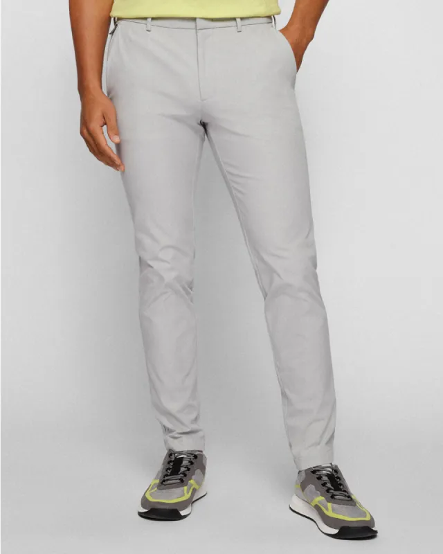 BOSS Men's Slim-Fit Trousers with Front Pleats in a Cotton Blend in Light Grey  50468249-050 sold by J&Z Couture