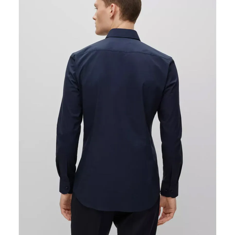 BOSS Men's Slim-Fit Shirt in Easy-Iron Stretch-Cotton Poplin in Dark Blue 50469345-404 sold by J&Z Couture product image thumbnail 4