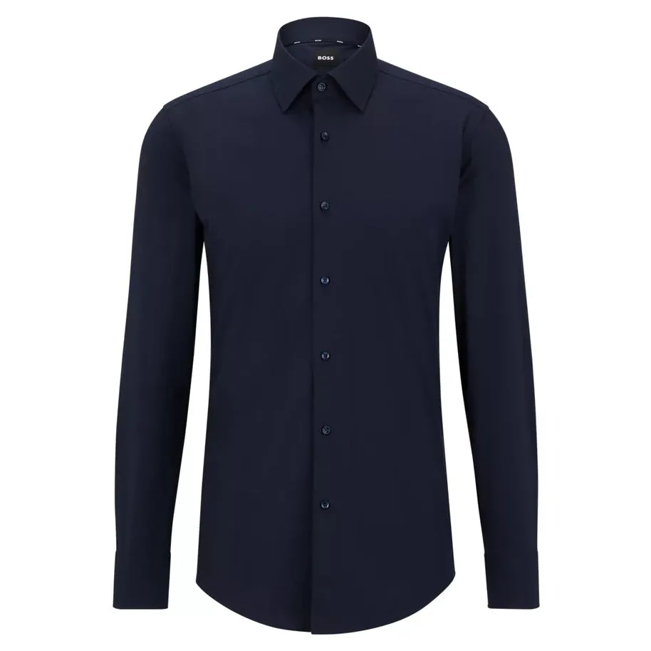 BOSS Men's Slim-Fit Shirt in Easy-Iron Stretch-Cotton Poplin in Dark Blue 50469345-404 sold by J&Z Couture