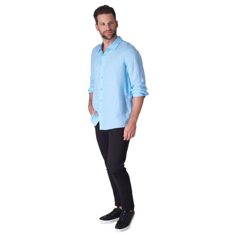 Raffi Linen Shirt In Atlantic QP12800 Atlantic sold by J&Z Couture