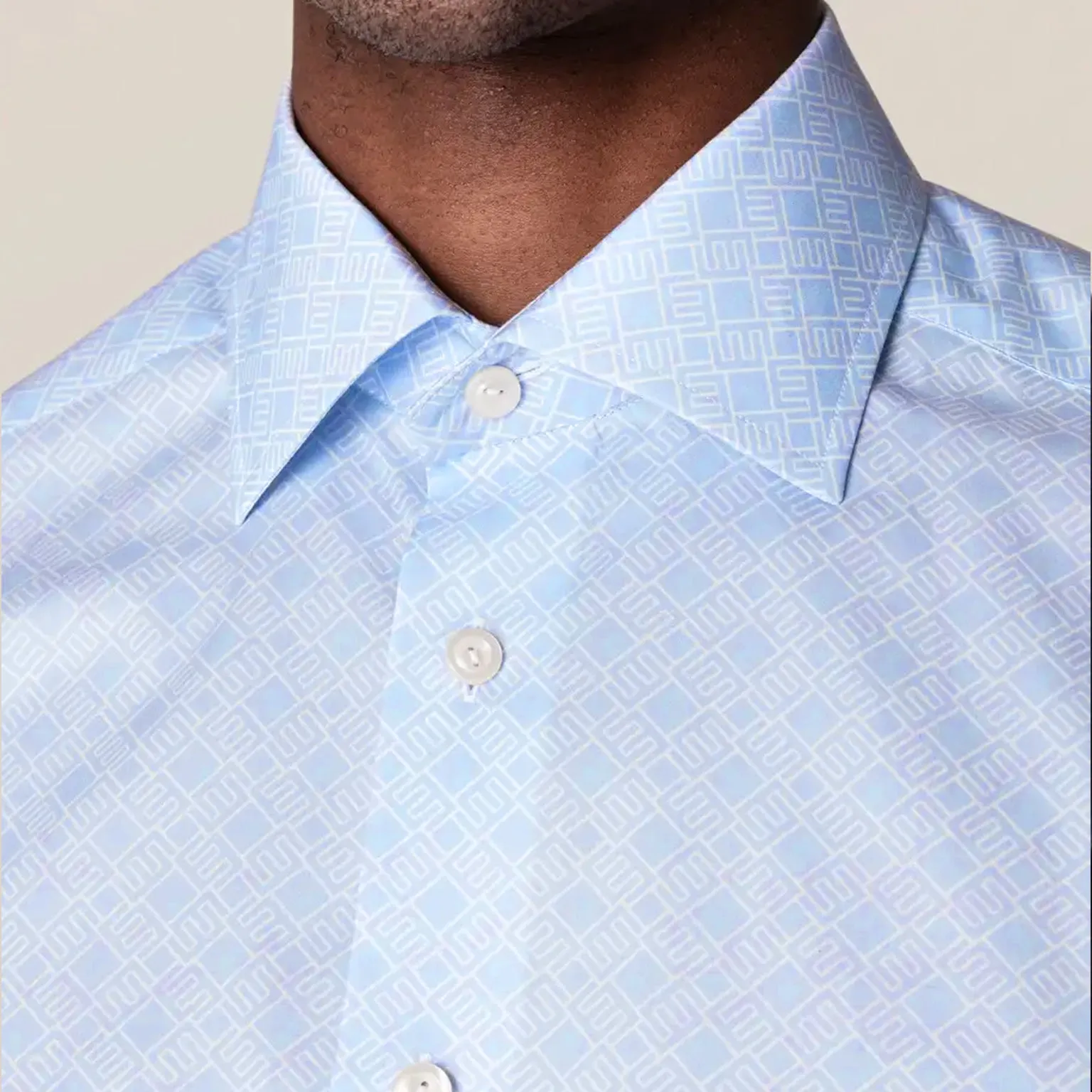 Eton Men's Slim-Fit Pastel Blue Double E Logo Shirt 100001552 21 sold by J&Z Couture product image thumbnail 4