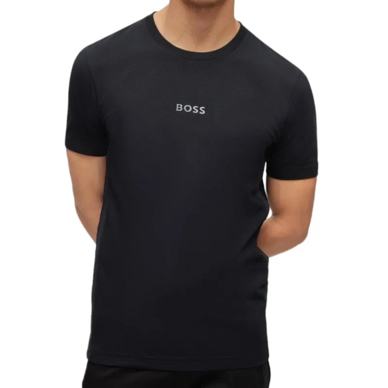 BOSS Tee 8 Embossed Logo T-Shirt in Black  50488794-001 sold by J&Z Couture