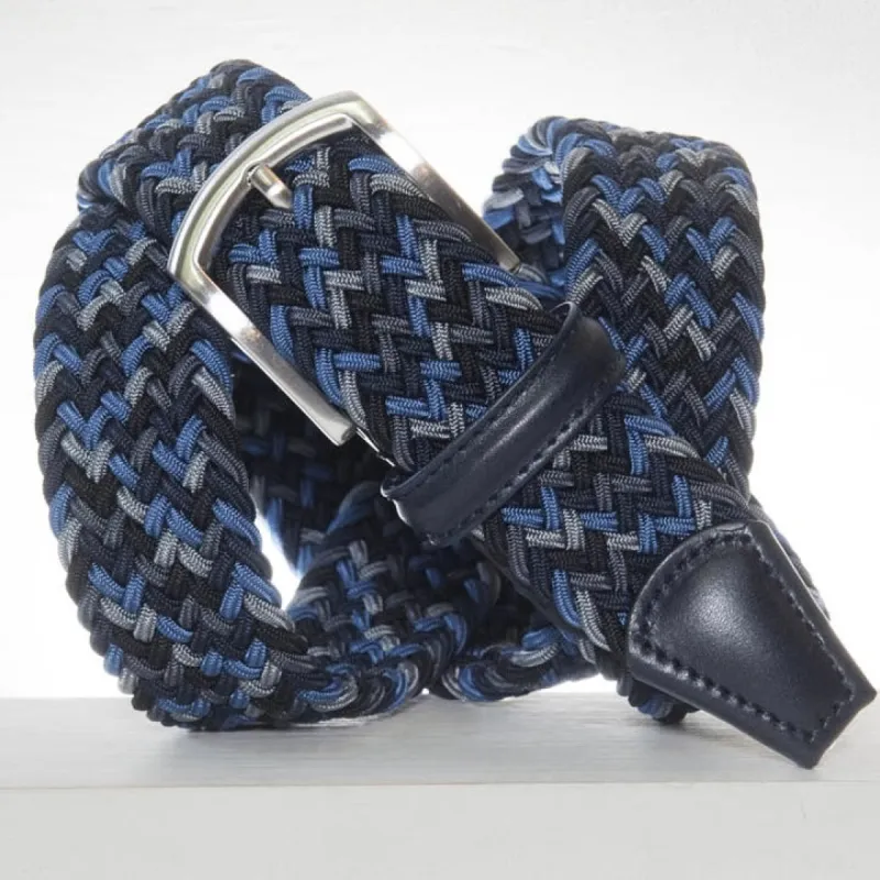 Anderson's Leather-Trimmed Woven Elastic Belt - Blue, & Gray  B0667NE41AF2620 134 sold by J&Z Couture